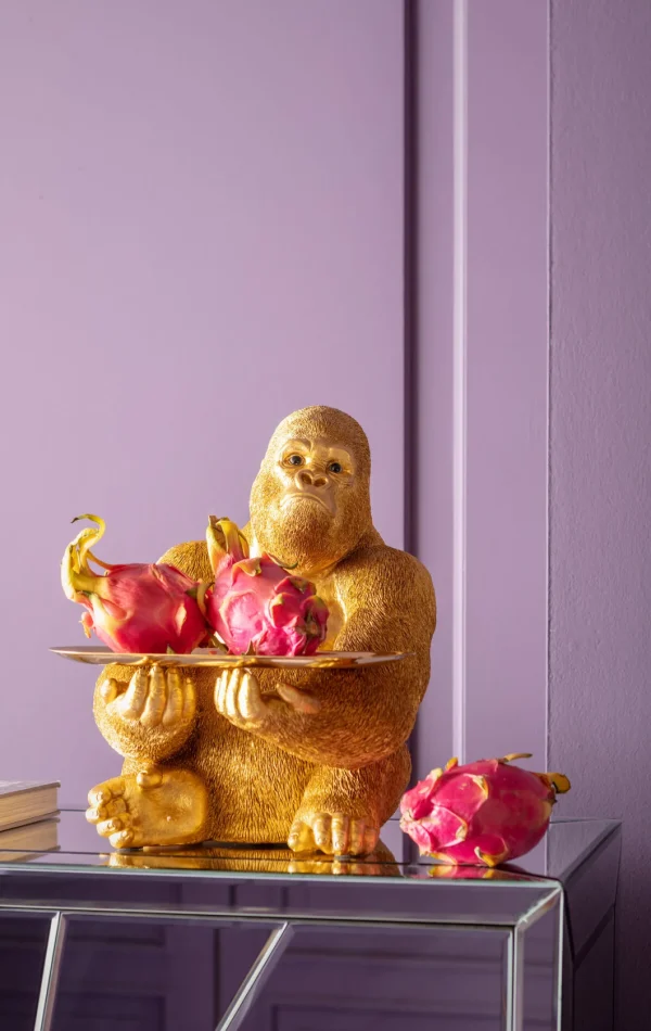 Statua "GORILLA" maggiordomo con vassoio color oro - KARE
