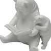Statuetta decorativa con orsi da lettura in greige - KARE