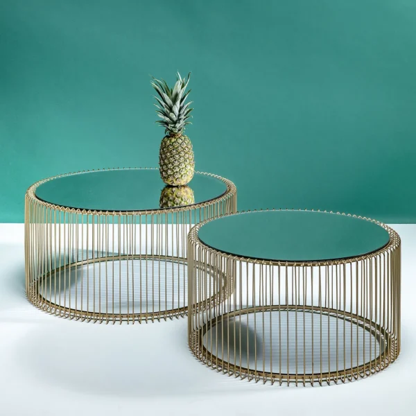 TAVOLINO DA CAFFÈ WIRE OTTONE (2/SET) - KARE