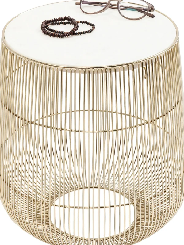 Tavolino d'appoggio Beam marmo bianco/ottone Ø32 cm - KARE
