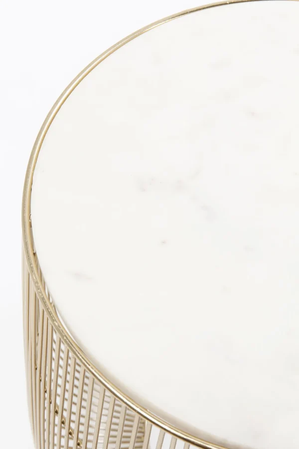 Tavolino d'appoggio Beam marmo bianco/ottone Ø32 cm - KARE