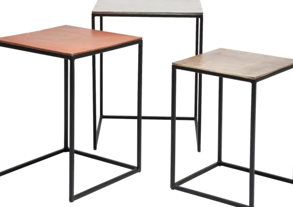 TAVOLINO D'APPOGGIO LOFT QUADRATO VINTAGE (3/SET) - KARE