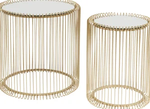 TAVOLINO D'APPOGGIO WIRE OTTONE (2/SET) Ø44CM - KARE