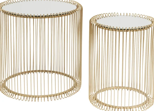 TAVOLINO D'APPOGGIO WIRE OTTONE (2/SET) Ø44CM - KARE