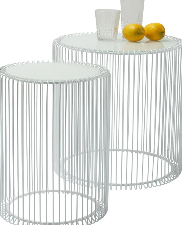 Tavolino D'appoggio Wire Bianco ( 2/Set) Ø44cm - KARE