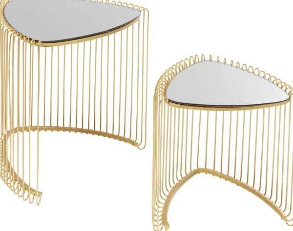Tavolino d'appoggio Wire Triangle oro (2/Set) - KARE