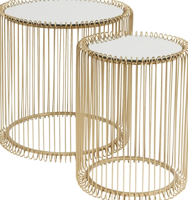 TAVOLINO D'APPOGGIO WIRE OTTONE (2/SET) Ø44CM - KARE