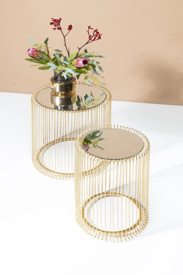 TAVOLINO D'APPOGGIO WIRE OTTONE (2/SET) Ø44CM - KARE