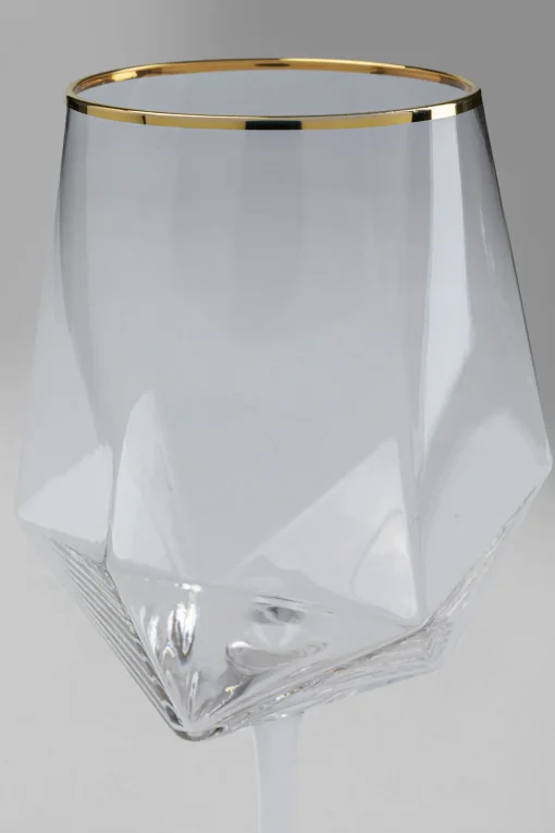 KARE Design Bicchiere da vino Diamond Gold Rim - KARE> Stoviglie|Bicchieri