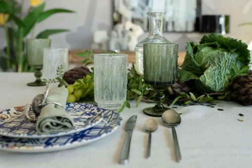 KARE Design Bicchiere vino Fogli verde - KARE> Stoviglie|Bicchieri