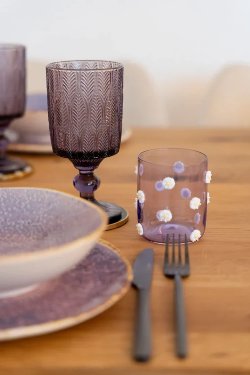 KARE Design Bicchiere vino Fogli viola - KARE> Stoviglie|Bicchieri