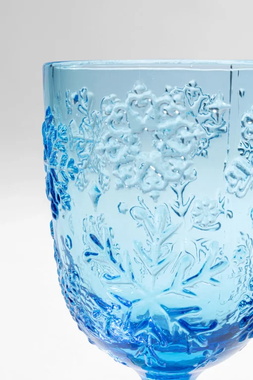 KARE Design Bicchiere vino Ice Flowers blu - KARE> Stoviglie|Bicchieri
