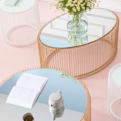 KARE Design COFFEE TABLE WIRE UNO BRASS 60X90CM - KARE></noscript> Tavolo Basso
