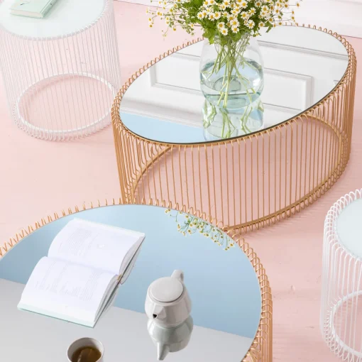 KARE Design COFFEE TABLE WIRE UNO BRASS 60X90CM - KARE> Tavolo Basso