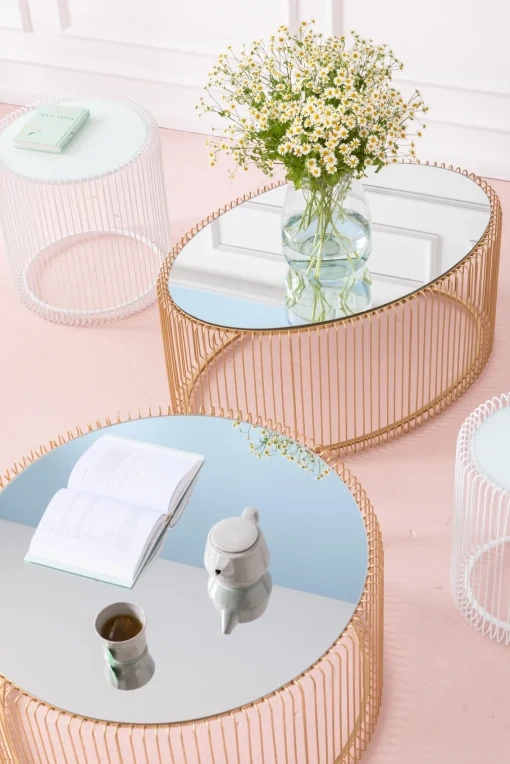 KARE Design COFFEE TABLE WIRE UNO BRASS 60X90CM - KARE> Tavolo Basso