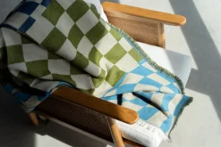 KARE Design Coperta Checker blu verde 170x130cm - KARE></noscript> Cuscini