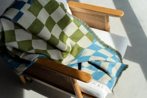 KARE Design Coperta Checker blu verde 170x130cm - KARE> Cuscini