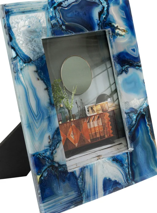 KARE Design Cornice Francis Achat blu 13x18cm - KARE> Portafoto