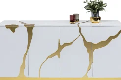 KARE Design Credenza Oro Bianco Cracked 165x80cm - KARE> Credenze E Madie