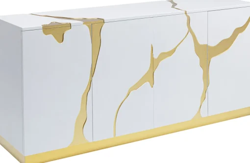 KARE Design Credenza Oro Bianco Cracked 165x80cm - KARE> Credenze E Madie