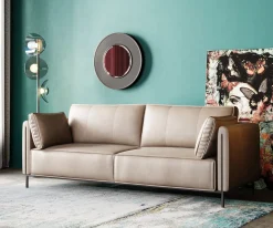 KARE Design Divano 3 posti Victor pelle grigio 233cm - KARE></noscript> Divani