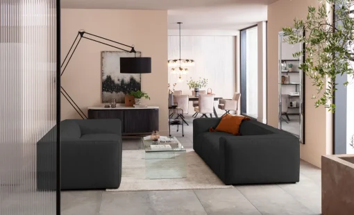 KARE Design Divano Cubetto 3-posti grigio scuro 220cm - KARE> Divani