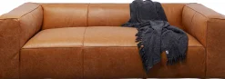 KARE Design Divano Cubetto 3-Posti Pelle Marrone Chiaro 220cm - KARE> Divani