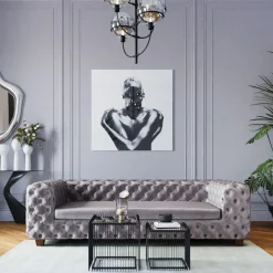 KARE Design DIVANO DESIRE 3-SEATER VELLUTO GRIGIO ARGENTO - KARE> Divani