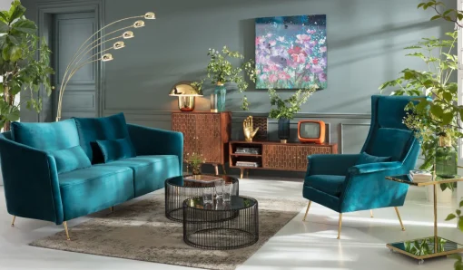 KARE Design Divano Vegas Forever 3-Posti Petrolio - KARE> Divani