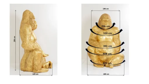 KARE Design Figura decorativa Gorilla oro XXL 249 cm - KARE> Decorazioni In Piedi