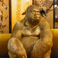 KARE Design FIGURA DECORATIVA MONKEY GORILLA SIDE XL ORO - KARE> Decorazioni In Piedi