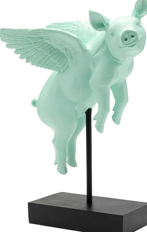 KARE Design Figurina decorativa Flying Pig turchese 29cm - KARE> Statuette Decorative