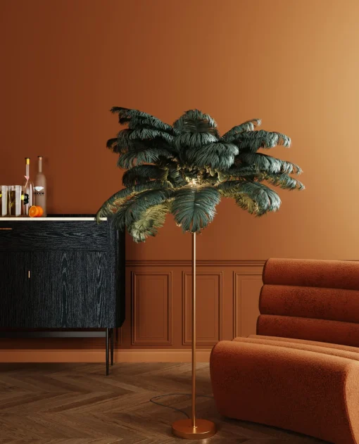 KARE Design Lampada a stelo Feather Palm verde 165cm - KARE> Lampade Da Terra