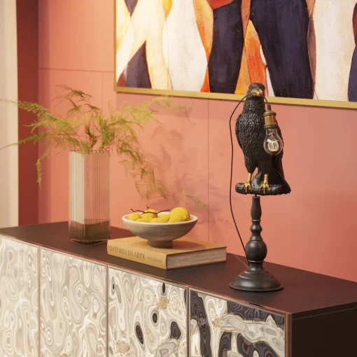 KARE Design Lampada Da Tavolo Animal Sitting Crow Nero Opaco - KARE> Lampade Da Tavolo
