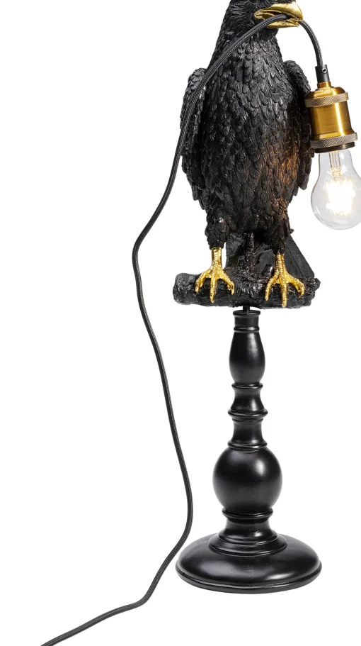 KARE Design Lampada Da Tavolo Animal Sitting Crow Nero Opaco - KARE> Lampade Da Tavolo