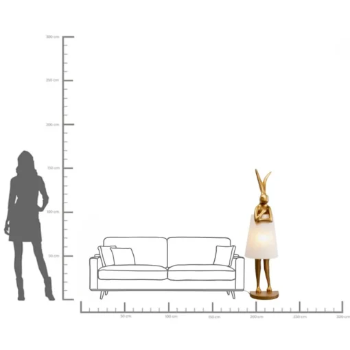 KARE Design Lampada da terra Animale Coniglio Oro/Bianco 150cm - KARE> Lampade Da Terra