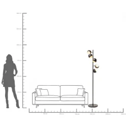 KARE Design Lampada da terra Calotta nero 5er 180cm - KARE> Lampade Da Terra
