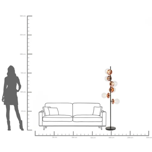 KARE Design lampada da terra Double Bubble rame 165cm - KARE> Lampade Da Terra