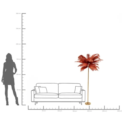 KARE Design Lampada da terra Feather Palm Rusty Red 165cm - KARE> Lampade Da Terra