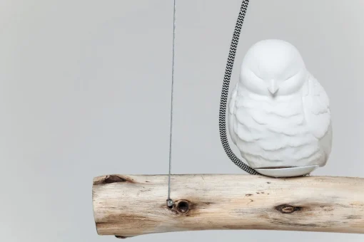 KARE Design Lampadario di design con asta in legno e 5 punti luce in ceramica a forma di uccellini - Animal Dining Birds - KARE> Lampadari E Lampade A Sospensione