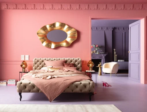 KARE Design Letto Desire velluto ecru 160x200cm - KARE> Letti