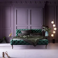 KARE Design Letto Desire velluto verde 160x200cm - KARE> Letti
