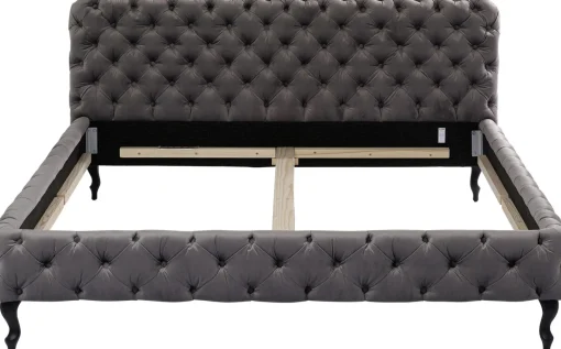 KARE Design Letto Desire 160x200cm Velluto Grigio Argento - KARE> Letti