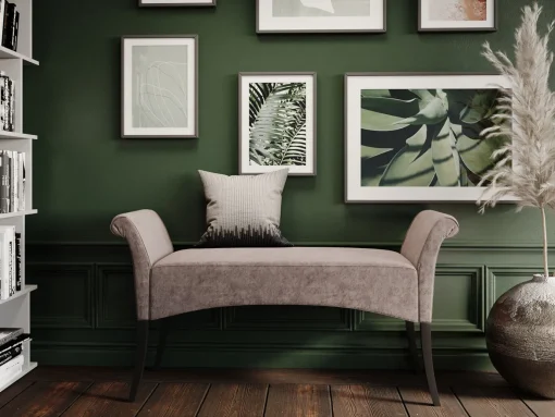 KARE Design Panca Imbottita Motley Velluto Grigio-Argento - KARE> Panche