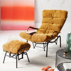 KARE Design Poltrona + sgabello Vienna Swing Giallo - KARE> Poltrone