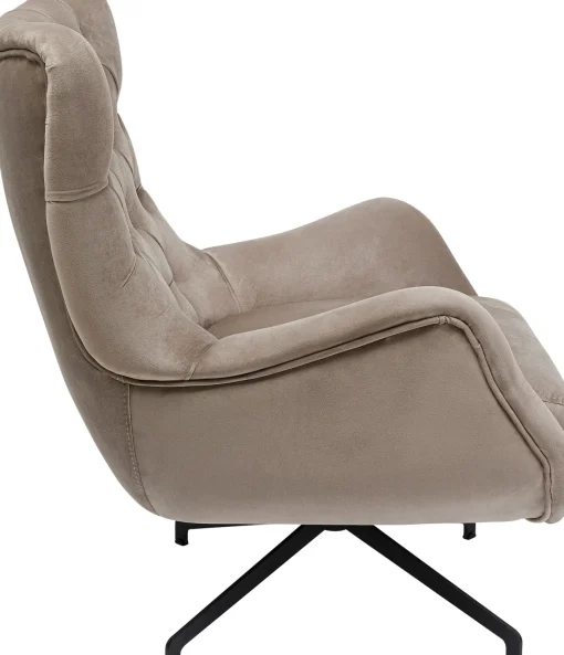 KARE Design Poltrona girevole Bellissima velluto beige - KARE> Poltrone