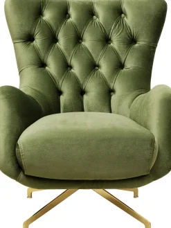 KARE Design Poltrona girevole Bellissima velluto verde - KARE> Poltrone