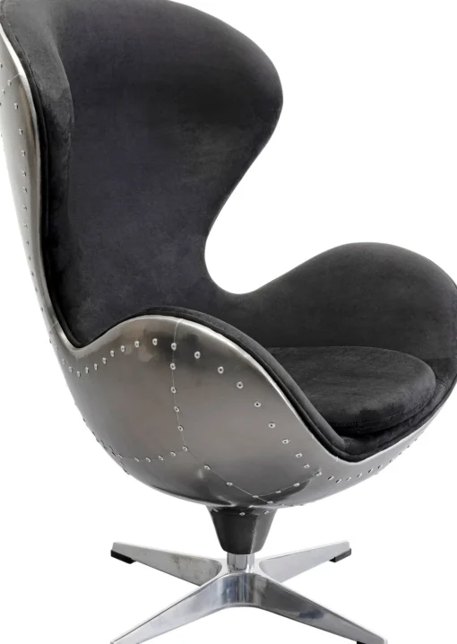 KARE Design Poltrona girevole Lounge Black Grafite - KARE> Poltrone