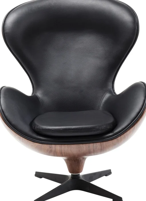KARE Design Poltrona Girevole Lounge Nero/Noce - KARE> Poltrone