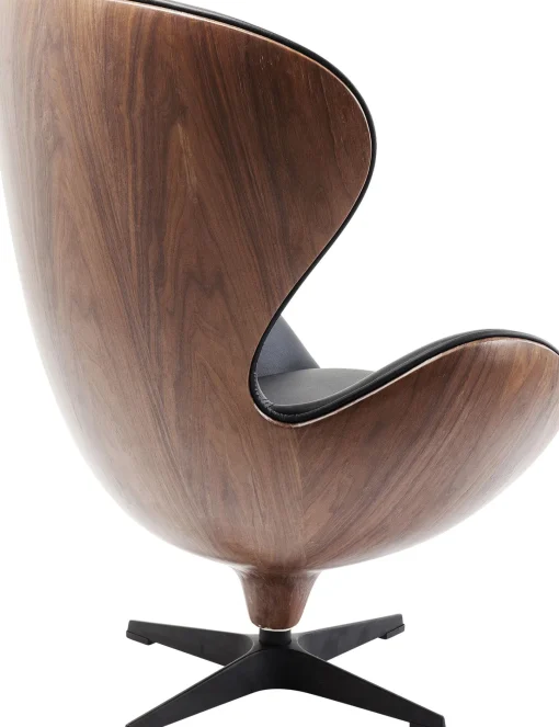KARE Design Poltrona Girevole Lounge Nero/Noce - KARE> Poltrone